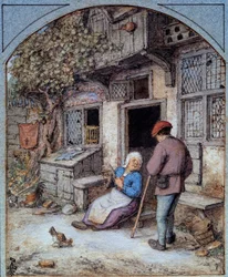 Paysans devant leur maison