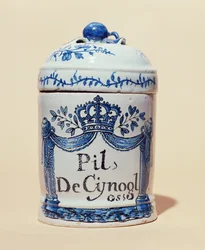 Pot pharmaceutique pour tablettes de cynoglosse, vers 1700