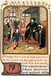 Philippe le Bon (1396-1467) sous un dais, gravure de Instruction jeune prince, contenu dans Dictionnaire du mobilier et de la décoration, Henry Havard, Volume II