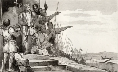 Philippe II Auguste (1165-1223) remporte la bataille de Bouvines après la prière, de 