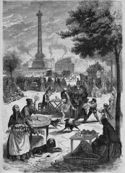 Place de la Bastille un dimanche de septembre. Gravure d