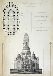 Plan et élévation du Sacré-Cœur, projet de M. Abadie, fin 19e siècle