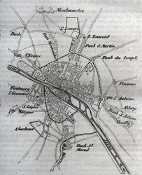 Plan de Paris sous Henri III (1580) - Gravure dans « Histoire physique, civile et morale de Paris : depuis les premiers temps historiques jusqu
