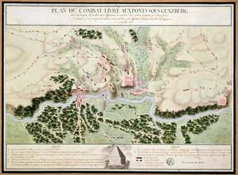 Plan des événements de la Bataille de Gunzburg entre les troupes autrichiennes et françaises en 1805, 1808