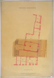 Plan du rez-de-chaussée et des caves de la maison à Ajaccio, Corse où Napoléon Bonaparte (1769-1821) est né, 1837