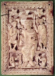 Plaque représentant le roi David sur son trône, de Reims, IXe-Xe siècle
