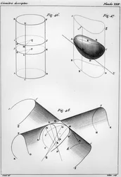 Planche de Éléments de Géométrie Descriptive par Gaspard Monge (1746-1816) Comte de Péluse