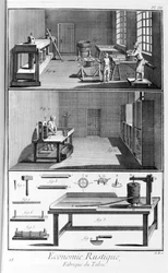 Planche représentant une manufacture de tabac. Manufacture de Tabac - L