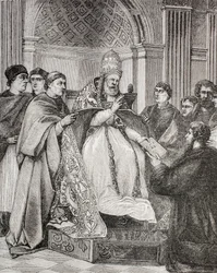 Le pape Grégoire IX remettant les Décrétales à un avocat du Consistoire, de 