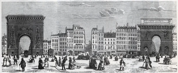 Porte Saint-Denis et rue faubourg Saint-Denis - porte Saint-Martin et rue faubourg Saint-Martin Gravure dans « Tableau de Paris » par Edmond Texier (1815-1887)