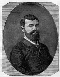Portrait de Henri-Paul Nenot (1853-1934), architecte français, qui réalisa la Nouvelle Sorbonne de Paris. Gravure dans "Le Monde Illustré"