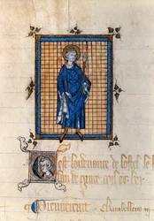 Portrait en pied de Saint Louis en majesté (Louis IX) (1214-1270) Miniature tirée du "Registre des Ordonnances de l
