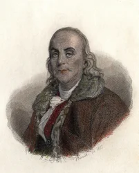 Portrait de Benjamin Franklin (1706-1790), physicien, philosophe et homme politique américain. dans « Portraits des Hommes Utiles »