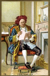 Portrait de Bernard Le Bouyer (Le Bovier) de Fontenelle (1657-1757). Chromolithographie de la fin du XIXe siècle