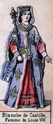 Portrait de Blanche de Castille (1188-1252), épouse de Louis VIII de France. (dynastie capétienne). Illustration fin 19e siècle