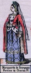 Portrait de Blanche de Bourgogne (ca. 1296-1326), épouse de Charles IV de France. (Dynastie capétienne). Illustration de la fin du 19ème siècle.