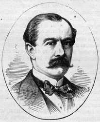 Portrait de Camille Bernier (1823-1902), peintre français. Gravure dans "Le Monde Illustré" n°890 du 2 mai 1874.