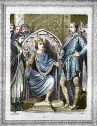 Portrait de Charles III dit le Simple (879-929). Gravure dans "Histoire des Papes-Rois-Reines et Empereurs à travers les siècles" par Maurice Lachatre