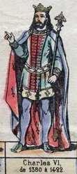 Portrait de Charles VI de France, dit Charles le Bien-Aimé (1368-1422) (dynastie des Capétiens). Illustration fin 19e siècle.