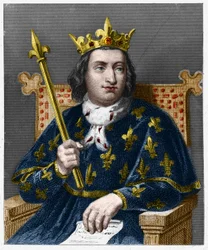 Portrait de Charles V le Sage (1338-1380), roi de France - dans « Histoire des Français » par Lavallée, gravure, sd.