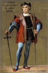 Portrait de Christophe Colomb. Chromolithographie du 19ème siècle