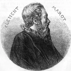 Portrait de Clément des Marets dit Marot (1496-1544), poète. Dans « Histoire Populaire de la France », vers 1885. Gravure.