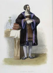 Portrait de Clément des Marets dit Marot, poète français (1496-1544) - dans « Le Plutarque français », par Mennechet