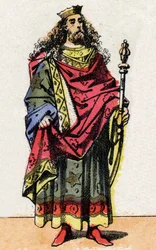 Portrait de Clodion dit Le Chevelu, roi des Francs de 428 à 448.