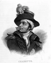 Portrait de François Athanase de Charette de la Contrie (1763 - 1796) - dans "Révolution française" par Thiers. 19ème siècle