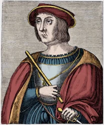 Portrait de Jacques II de Chabannes (La Palice) (1470-1525) gravure de "Louis XII et Anne de Bretagne" par Paul Lacroix, éd Georges Hurtrel