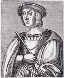 Portrait de Jacques II de Chabannes (La Palice) (1470-1525) gravure de « Louis XII et Anne de Bretagne » par Paul Lacroix, éd. Georges Hurtrel