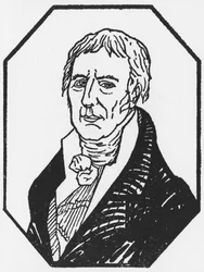 Portrait de Jean-Baptiste de Monet (1744-1829) Chevalier de Lamarck, gravé pour le bicentenaire de sa naissance, 1946