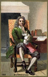 Portrait de Jean Bernoulli (Johann Bernouilli) (1667-1748). Chromolithographie de la fin du XIXe siècle