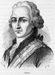 Portrait de Jean Nicolas Pache (1746-1823), homme politique français qui a gravé sur les monuments publics la devise de la République française : "Liberté, Égalité, Fraternité" - gravure
