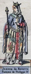 Portrait de Jeanne Ire de Navarre (1273-1304), épouse de Philippe IV de France. (dynastie des Capétiens). Illustration fin XIXe siècle.
