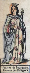 Portrait de Jeanne de Bourgogne (ca. 1291-1330), épouse de Philippe V de France. (dynastie capétienne). Illustration fin 19e siècle.