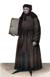 Portrait de Jean Froissart (1337-1404), chroniqueur français de la France médiévale