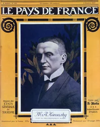 Portrait de Kerensky, couverture du magazine français Le Pays de France, 4 octobre 1917
