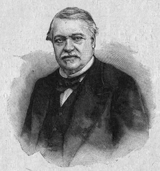 Portrait de Léon Say (1826-1896), économiste et homme politique français. Gravure dans "La gazette du dimanche" du 30 avril
