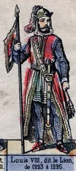Portrait de Louis VIII de France dit le Lion (1187-1226) (dynastie des Capétiens). Illustration fin XIXe siècle.