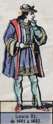 Portrait de Louis XI de France, dit le Prudent (1423-1483) (dynastie des Capétiens). Illustration fin 19ème siècle.