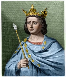 Portrait de Louis X le Hutin (1289-1316), roi de France - dans « Histoire des Français » de Lavallée, gravure, s.d.