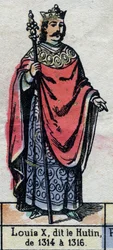 Portrait de Louis X de France, dit Louis le Hutin (1289-1316) (dynastie des Capétiens). Illustration fin XIXe siècle.