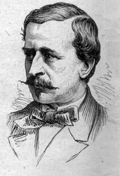 Portrait de Louis de Loménie (1815-1878), essayiste et académicien français. Gravure dans « Le Monde Illustré » n°883 du 14 mars 1874