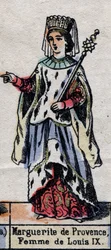 Portrait de Marguerite de Provence (1221-1295), épouse de Louis IX de France. (Dynastie des Capétiens). Illustration fin XIXe siècle