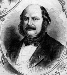 Portrait de Maximilian Jules Marcus Koenigswarter (1817-1878), banquier et homme politique français. Gravure dans « Le Monde Illustré » n°262 du 19 avril 1862.