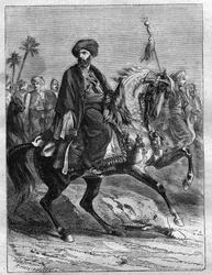 Portrait de Mourad Bey (1750-1801), chef mamelouk - Gravure de 1865 dans « Histoire du Consulat et de l