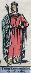 Portrait de Philippe III de France, dit Philippe le Hardi (1245-1285) (dynastie des Capétiens). Illustration fin 19e siècle.