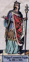 Portrait de Philippe II de France, connu sous le nom de Philippe Auguste (1165-1223) (dynastie des Capétiens). Illustration de la fin du 19e siècle.