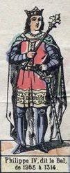 Portrait de Philippe IV de France, dit Philippe le Bel (1268-1314) (dynastie des Capétiens). Illustration fin XIXe siècle.